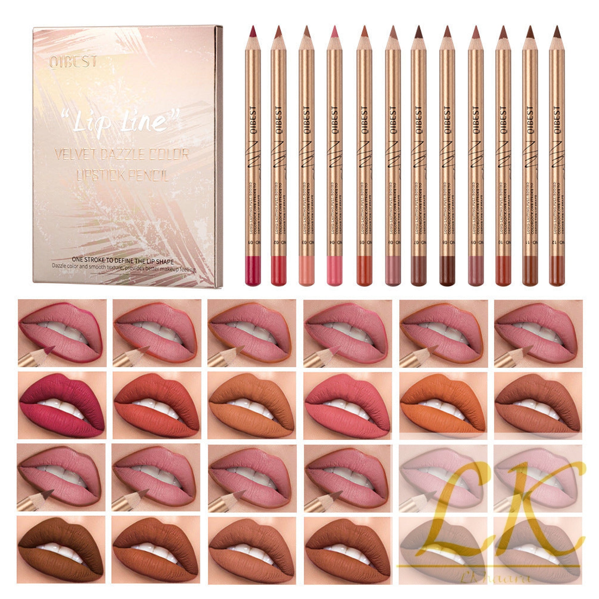 12 x Lip Liner Set – Waterproof, Long-Lasting & Smudge-Proof