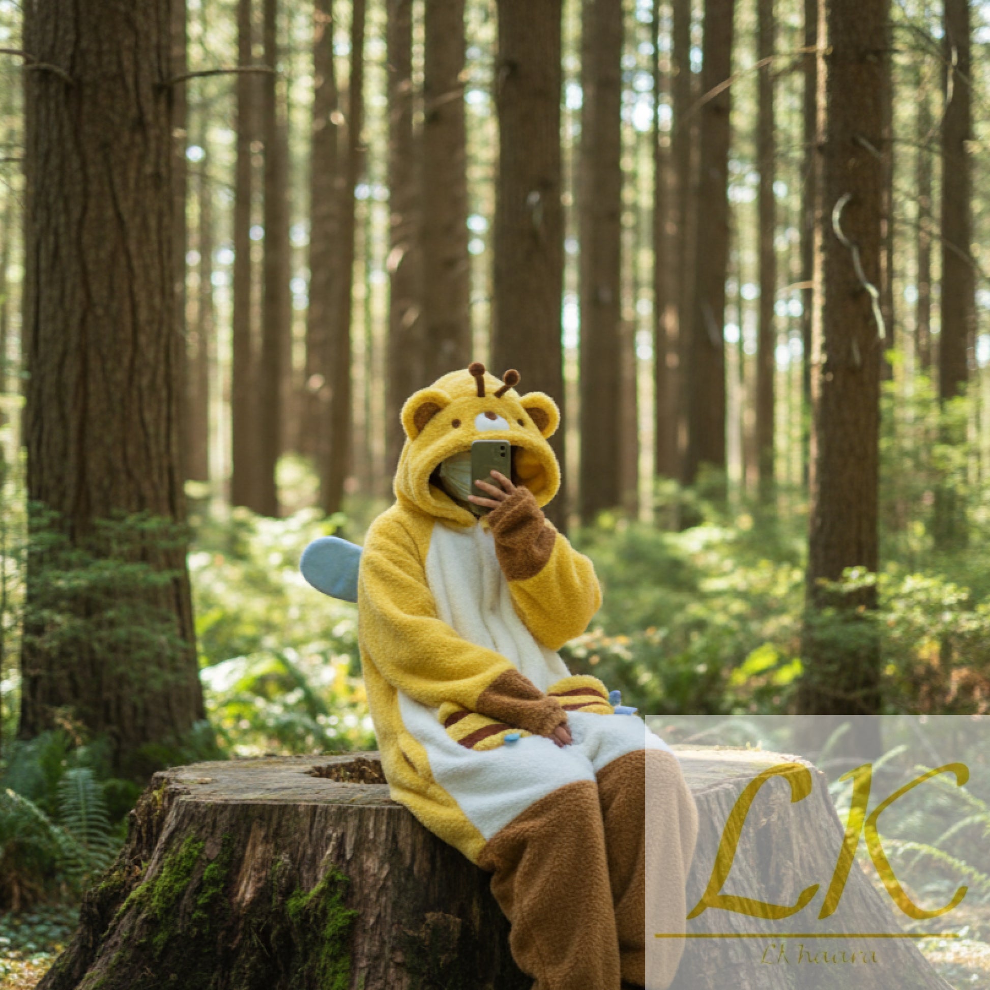 Cute Cartoon Little Bee Bear Pajamas – Winter Coral Velvet Night-Robe